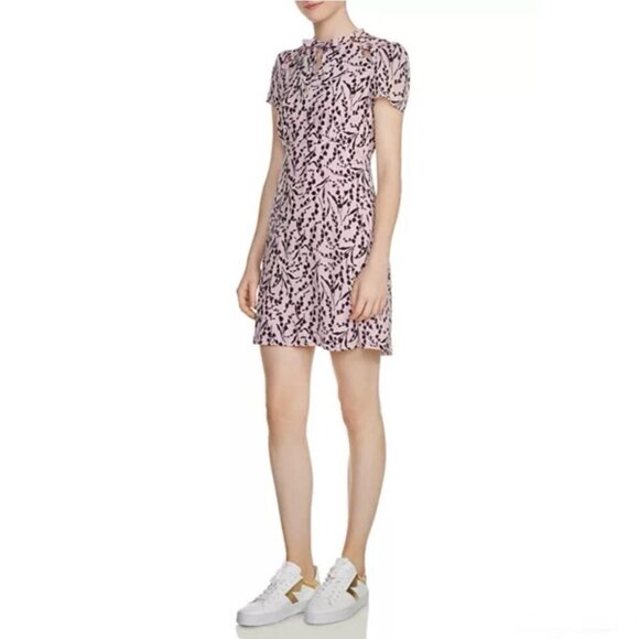 Maje 100% Silk Rambao Botanical Cutout Mini Dress Lined Party Romantic Summer - Picture 11 of 12